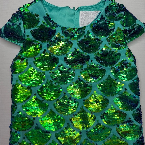 Disney Princess Ariel Little Mermaid Green Sequin Dress Size 5/6 - Picture 3 of 7